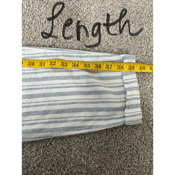 B2 Streetwear Society Paperbag Linen Blend Pants Women M  Striped Beachy Coastal - Picture 6 of 11